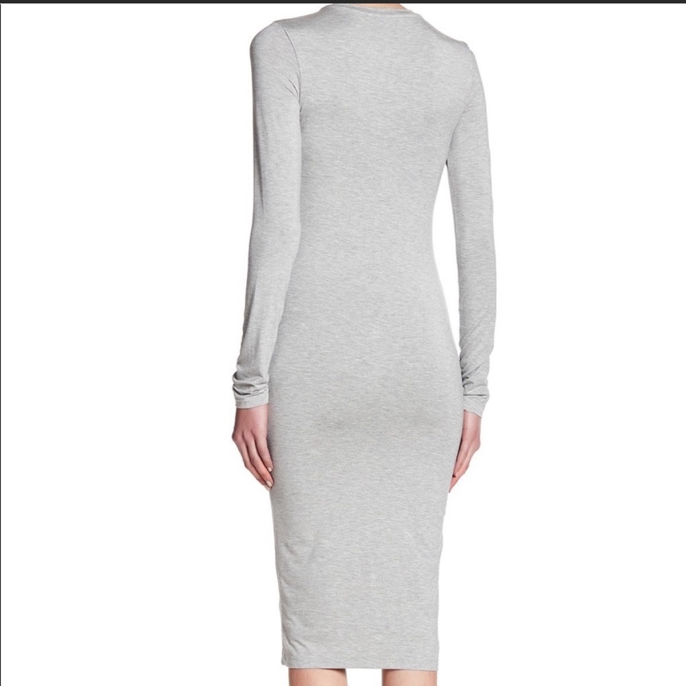 Kendall & Kylie Gray Long-Sleeve Twist-Front Jersey Bodycon Midi Dress - Picture 2 of 2